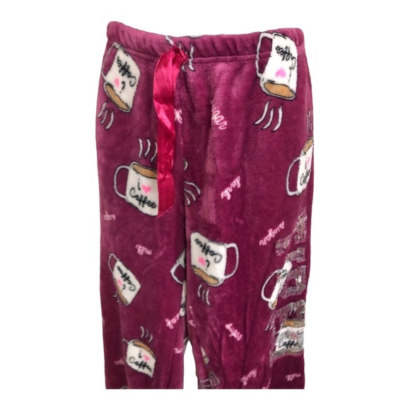 Dark red cozy coffee theme sequin printed‎ loungewear pajama pants size XL new - Picture 7 of 17